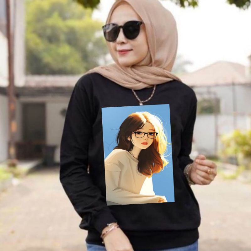 baju lengan panjang wanita unggulan CUTE GIRL kaos disteo keren