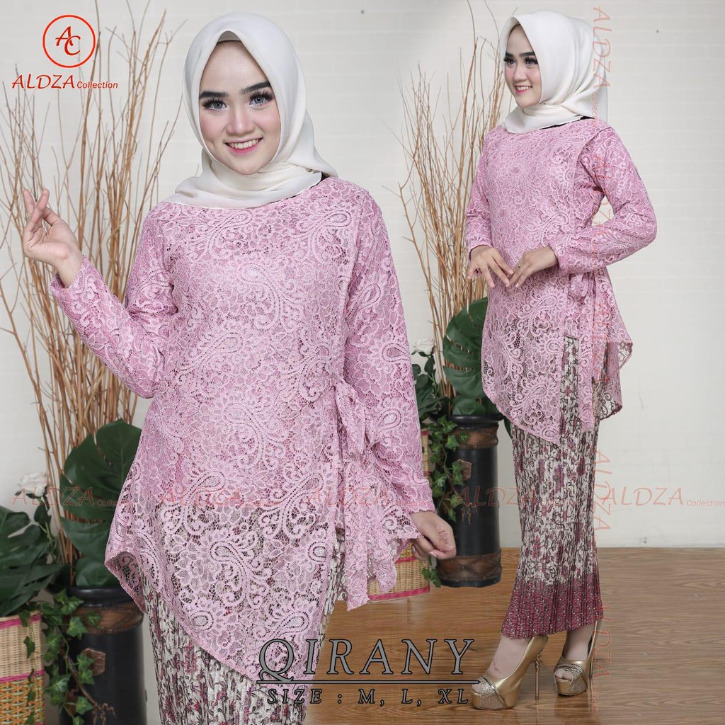 PROMO BESSELER.. ! Setelan Kebaya Brokat QIRANY Maroon Dan Aneka Pilihan Warna