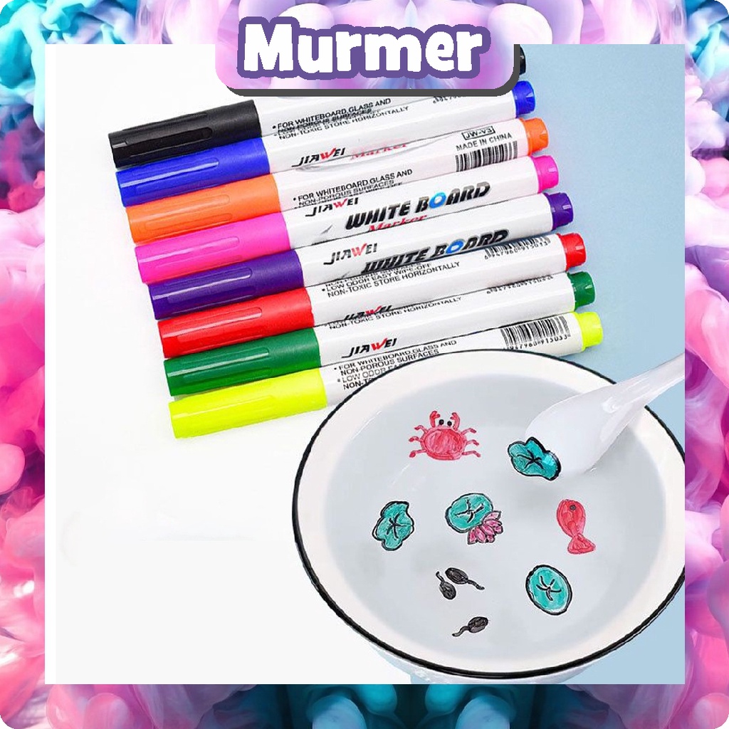 MurmerOfficial Spidol Ngapung 1 Set Isi 8 PCS Spidol Papan Tulis Whiteboard Marker Floating Marker Spidol Apung Spidol Ajaib Magic Marker S023