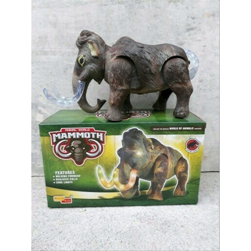 MAINAN GAJAH MAMMOTH  BISA JALAN BERSUARA LAMPU ANAK 