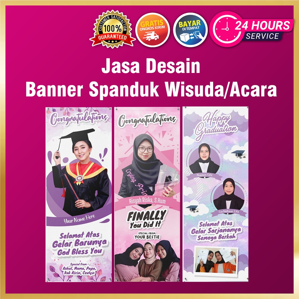 Jasa Desain Edit Banner Acara Kelulusan Wisuda Spanduk Backdrop