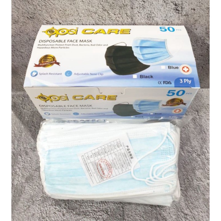 Masker earloop biru hitam Murah isi 50 box Careion DMS