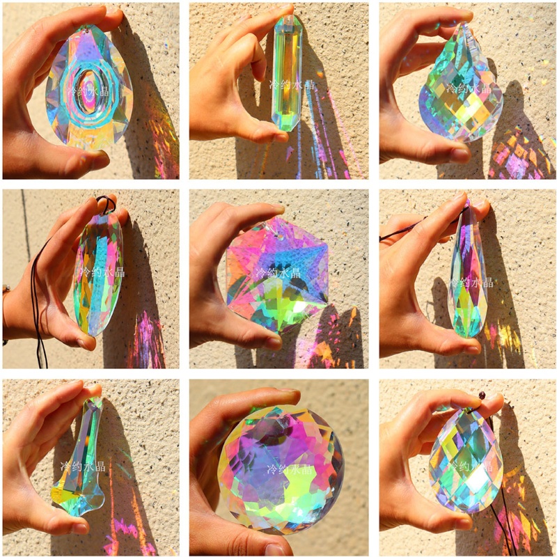 Siy Liontin Gantung Bentuk Prisma Bahan Kaca Kristal Warnawarni Untuk Dekorasi Rumahmobil