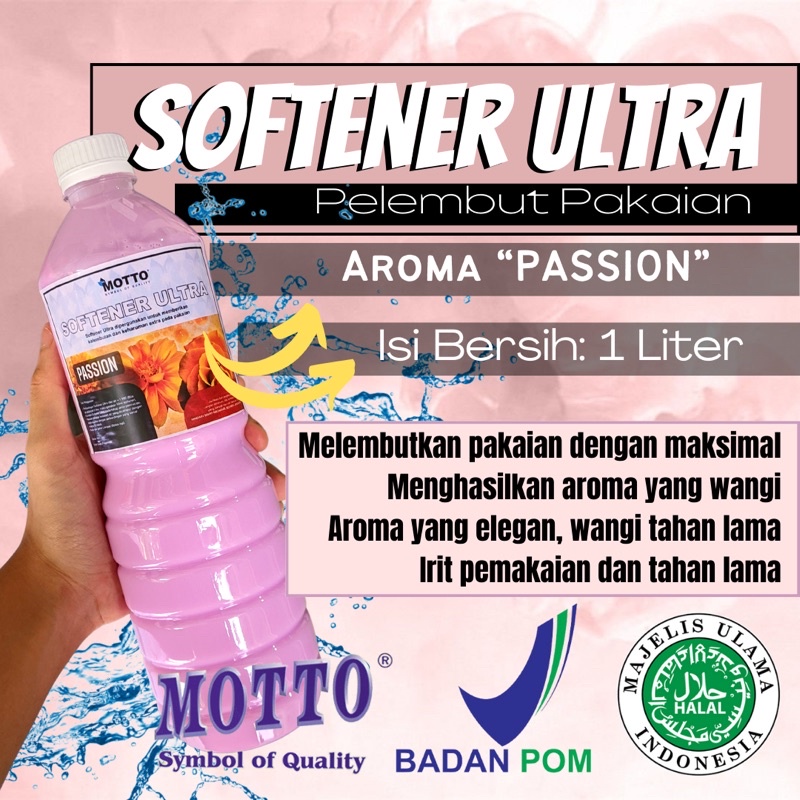 (TERMURAH)MOTTO Softener Ultra |  Pelembut + Pewangi Premium 1L | Kemasan Praktis - Harga Ekonomis |