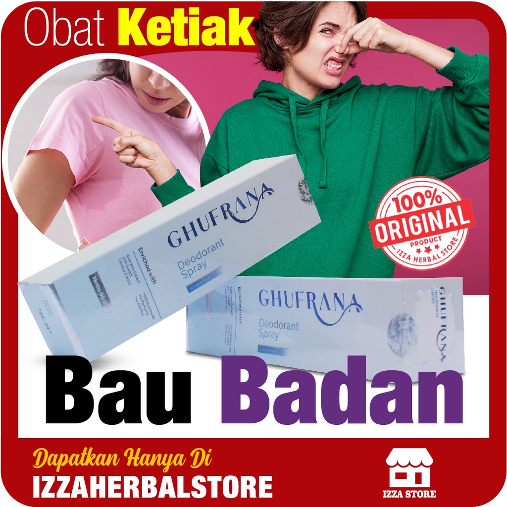 Diodorant Spray GHUFRANA Obat Ketiak BAU BADAN Warna Hitam Pada Pria Dan Wanita Basah Gidza ASLI ORIGINAL Dari BPOM