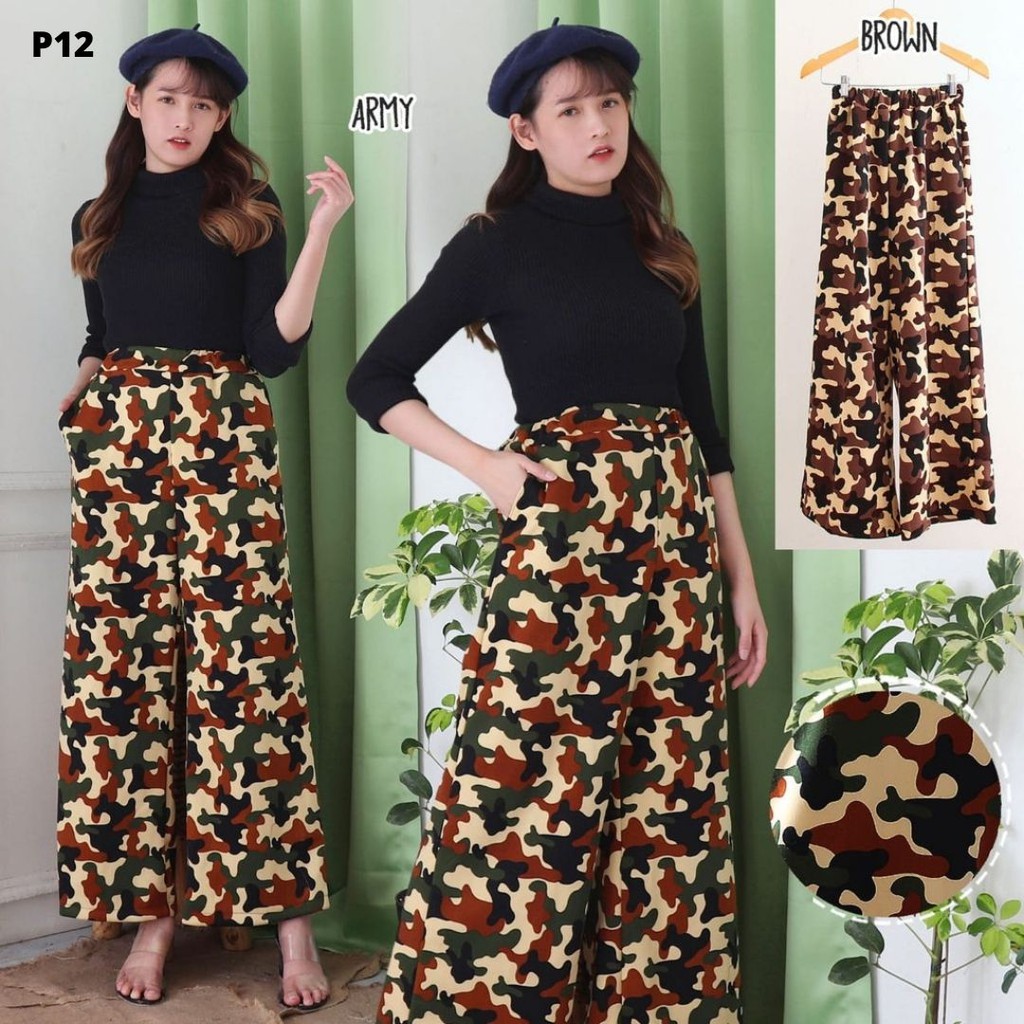 KULOT SCUBA l KULOT  MOTIF l MOTIF ARMY l CELANA PANJANG WANITA I CELANA KULOT WANITA I CELANA WANIT