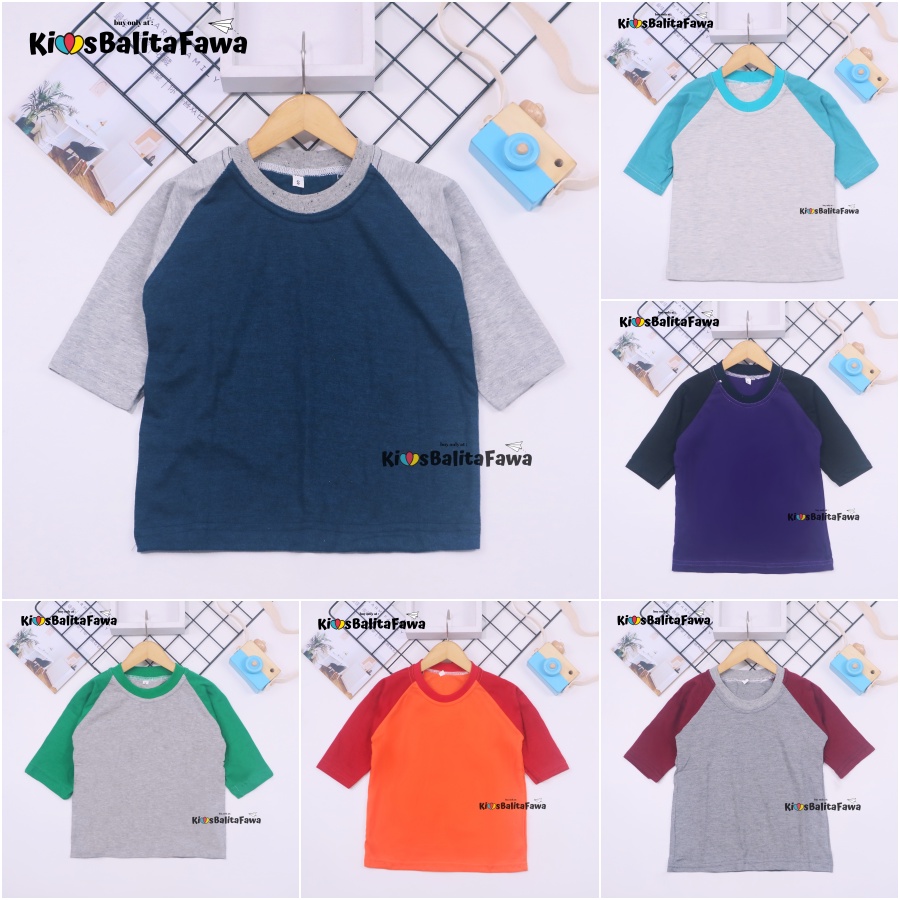 Kaos Reglan POLOS uk 6-18 Bulan / Atasan Anak Panjang Baju Laki Perempuan Oblong Raglan Grosir Babycinnamon