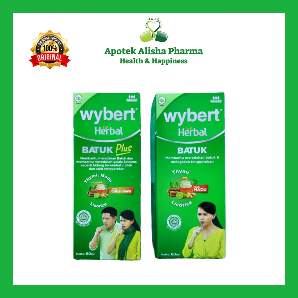 Wybert Herbal Batuk Syrup/Wybert Herbal Batuk Plus Sirup Obat Batuk Herbal Daun Thymi&amp;Madu/Batuk Kering/Batuk Berdahak/Flu/Pilek/Selesma