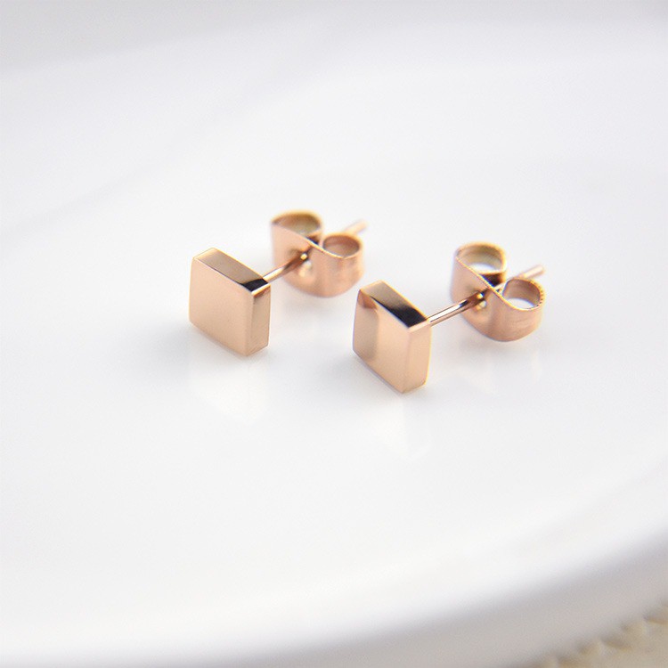 SALE Anting Titanium Rose Gold Asli Wanita Fashion Anti Karat Murah AA057 square