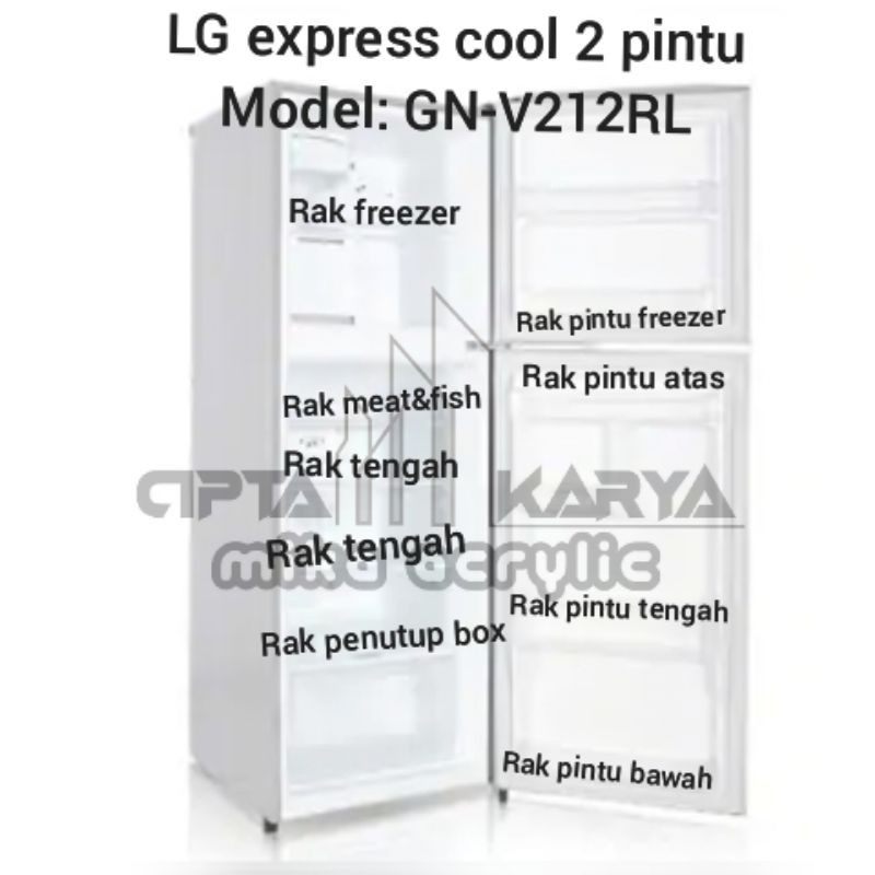 rak kulkas LG express cool 2 pintu model GN-V212RL