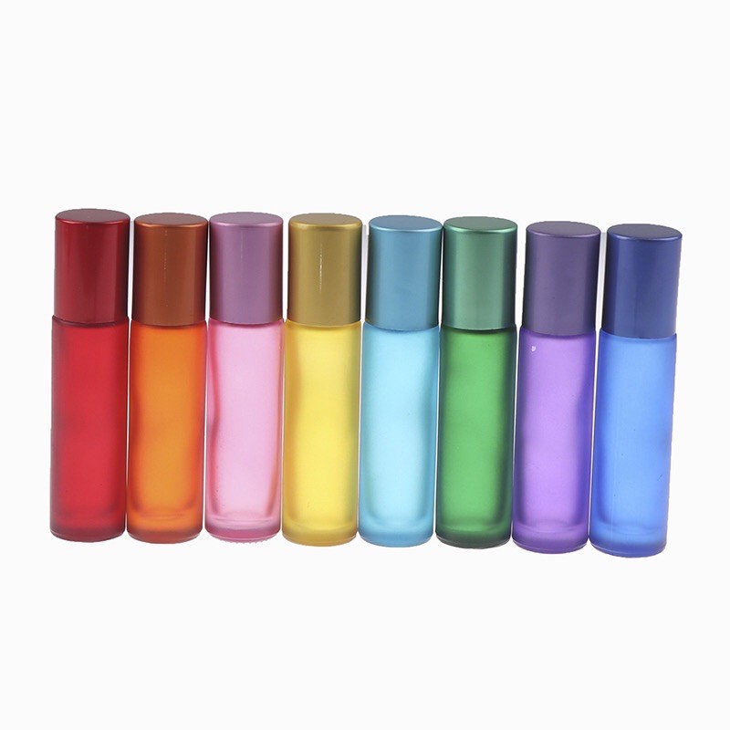 Botol Kaca Roll On 10ml Frosted Doff TEBAL Essential Oil Thick Bottle Roller Colorfull