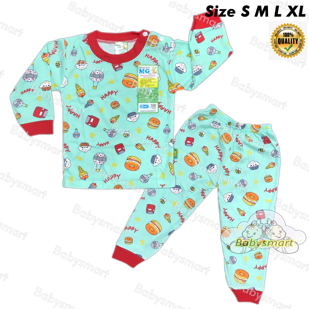 Babysmart - Setelan PANJANG Anak/Bayi FULL PRINT Motif CAKE STL-P01 MOM'S GIFT SNI Bahan 100% Katun DK PREMIUM Size S - XL