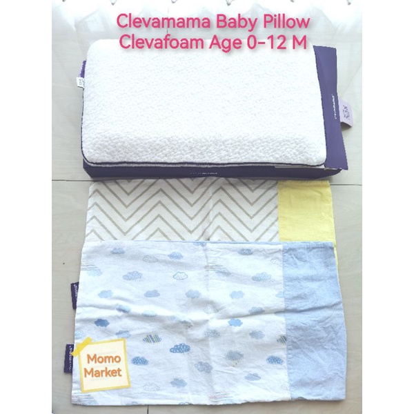 PRELOVED Clevamama Baby Pillow Clevafoam Age 0-12 M + 2 Pcs Pillow Case