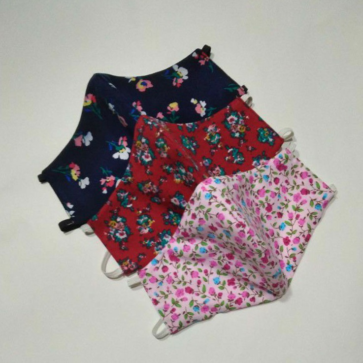 masker kain motif  bunga