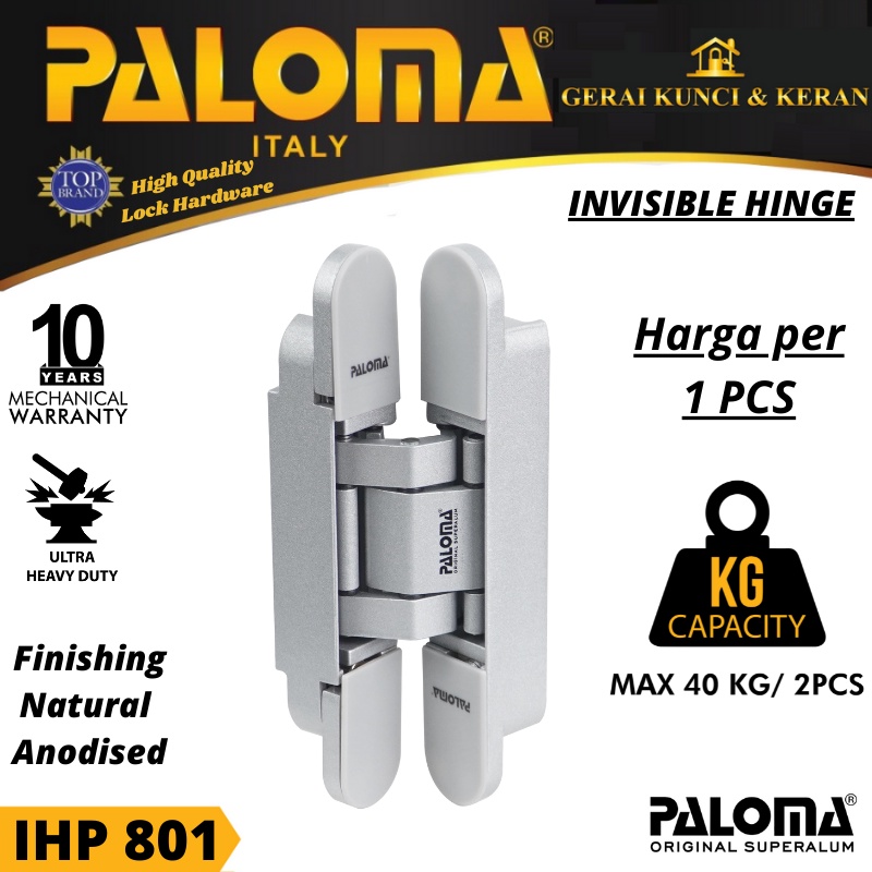 PALOMA IHP 801 INVISIBLE HINGE ENGSEL TANAM P40 SILVER NA SUPERALUM