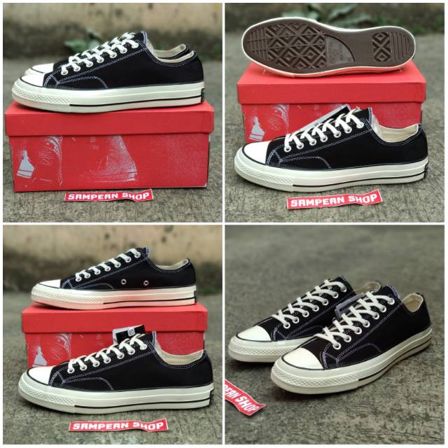 Sepatu Converse Allstar All star 1970S 70S SEVENTIES Low Black White Hitam Putih Original Premium