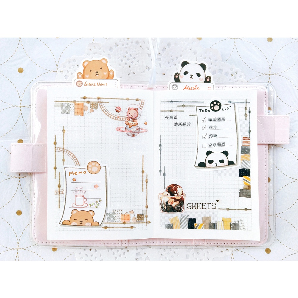 

[SHARE SIZE] Ever Ein Sticky note | Memo sheet bullet journal | bujo | paper tag | deco paper | label - EVEREIN PANDA AND BEAR (6pcs/pack)