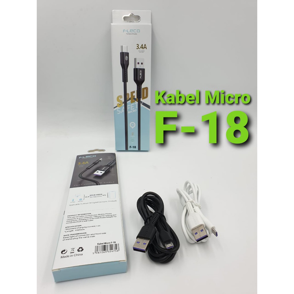 KABEL DATA FLECO F18 MICRO-USB fast charging 3.4a