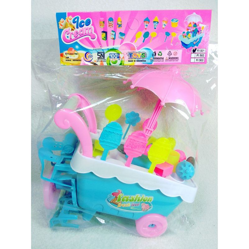 FI 501 - Mainan Gerobak Ice Cream Stroller FI501 Lengkap 1 set Kursi