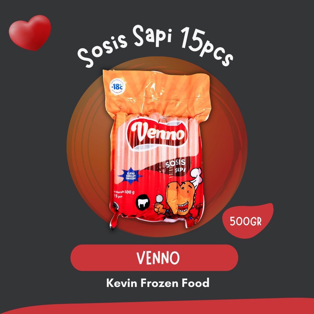 

ADDRIELLA Venno Sosis Sapi 500gr/Isi 15pcs | Venno/Frozenfood/Frozenfood Murah