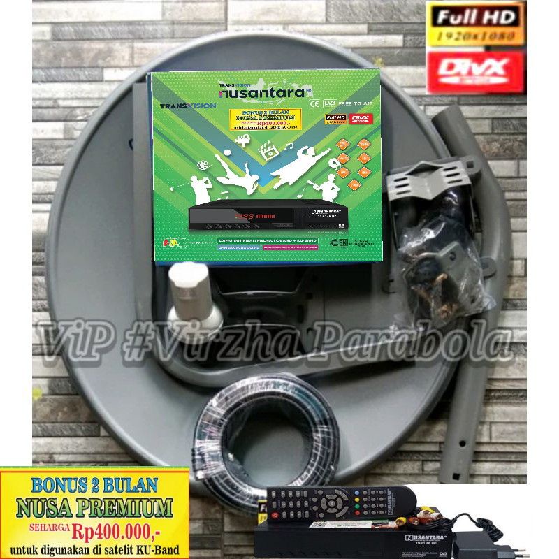 PAKET LENGKAP PARABOLA MINI 45 CM TRANSVISION NUSANTARA HD