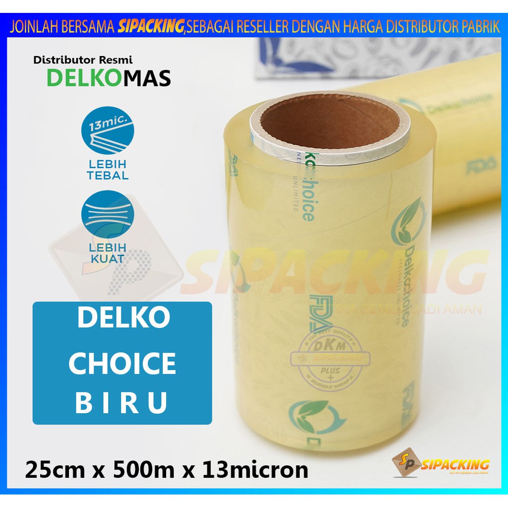 WRAPPING DELKOCHOICE BIRU ( PLASTIK PEMBUNGKUS MAKANAN ) 25CM