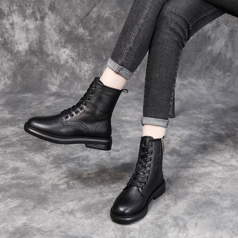 Sepatu Boot Martin Dr. Martens Sepatu Wanita Kulit Asli 2019    Inggris  Sepeda Motor Sepatu Hak Teb