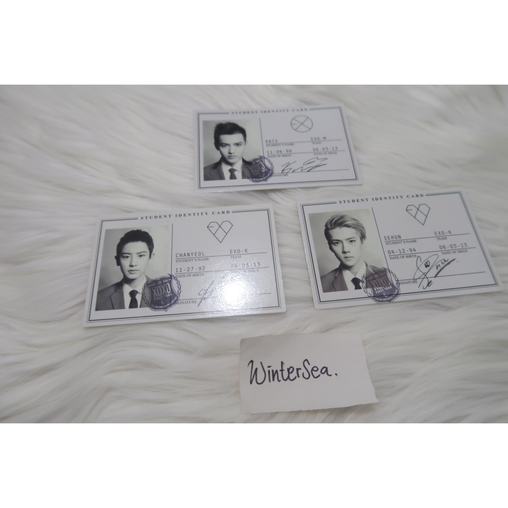 EXO OFFICIAL PHOTOCARD - CHANYEOL/SEHUN/KRIS/GROWL ID CARD GROWL