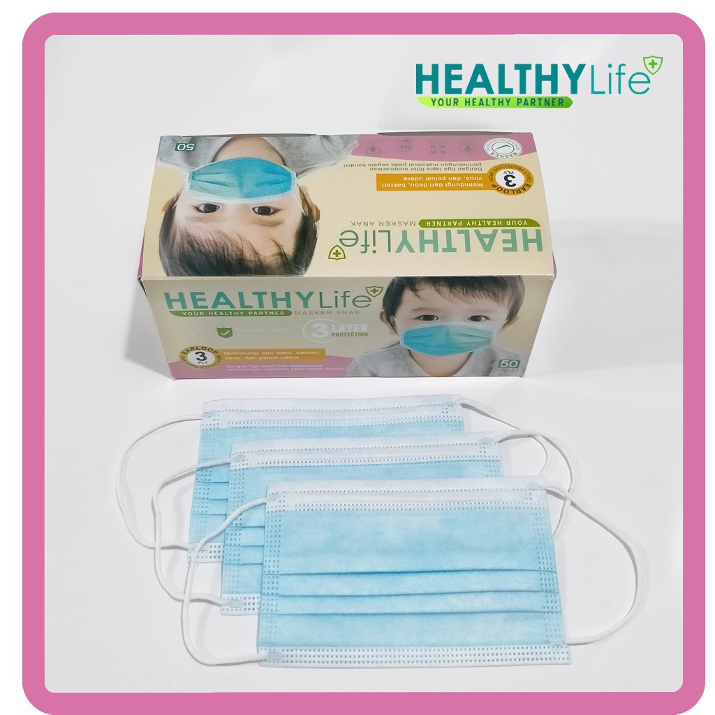 Masker 3ply Masker Anak medis non surgical Healthylife Mask 3ply 50's