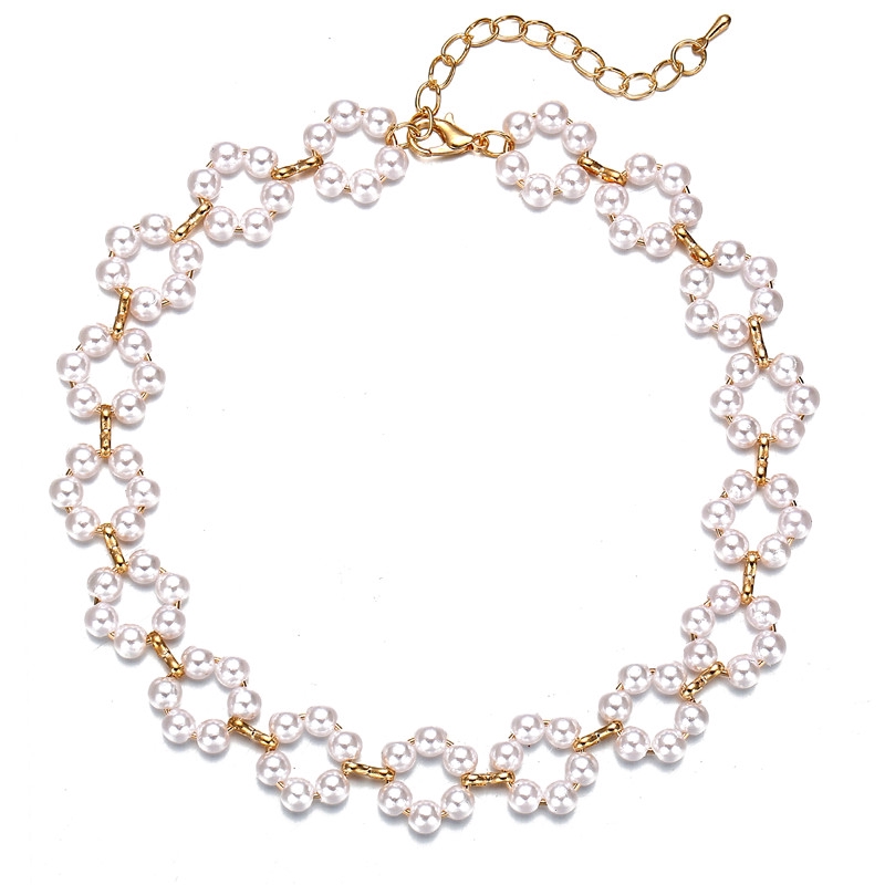 Kalung Choker Mutiara Model Single Layer Gaya Retro Vintage Untuk Wanita