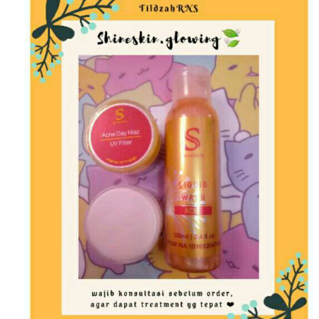 Shineskin acne whitening glow paket hemat Jerawat ringan