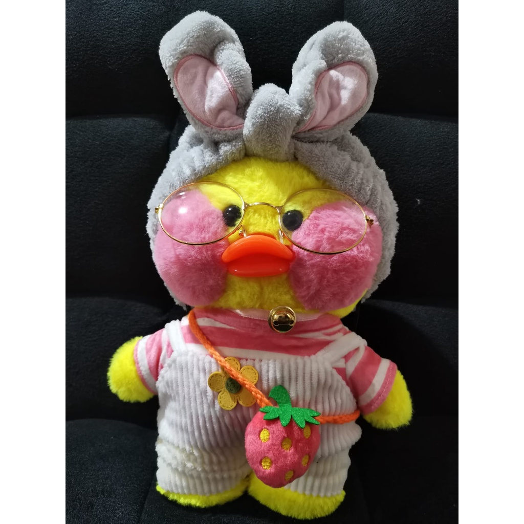 1SET Boneka Bebek Kuning Stuffed Plush Lalafanfan 2022 Warna Hadiah Anak Perempuan Mainan Dengan Aksesoris Topi Kacamata Tas Bando Korea Bantal Boneka Bebek Lucu