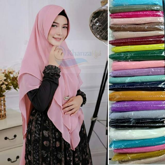 Khimar ceruty 2 layer / jilbab instant ceruty 2 layer