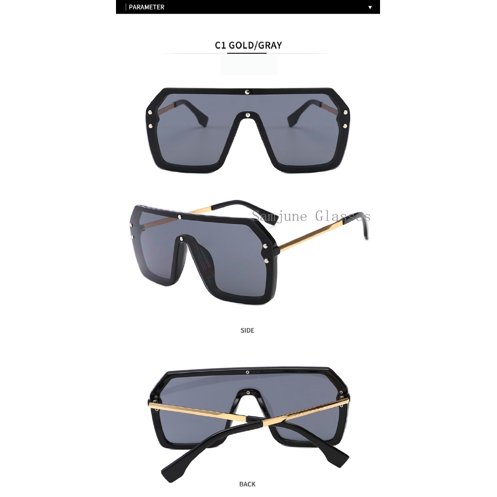 2022 Kacamata Hitam Wanita Model Frame Setengah Oversize Untuk Musim Panas / Outdoor