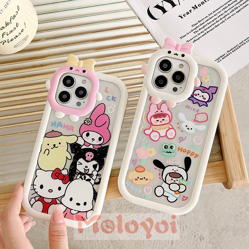 Soft Case TPU Motif Kartun Hello Kitty 3D Untuk IPhone 7 8 14 Plus XR 11 12 13 14 Pro MAX 6 6S Plus X XS MAX SE