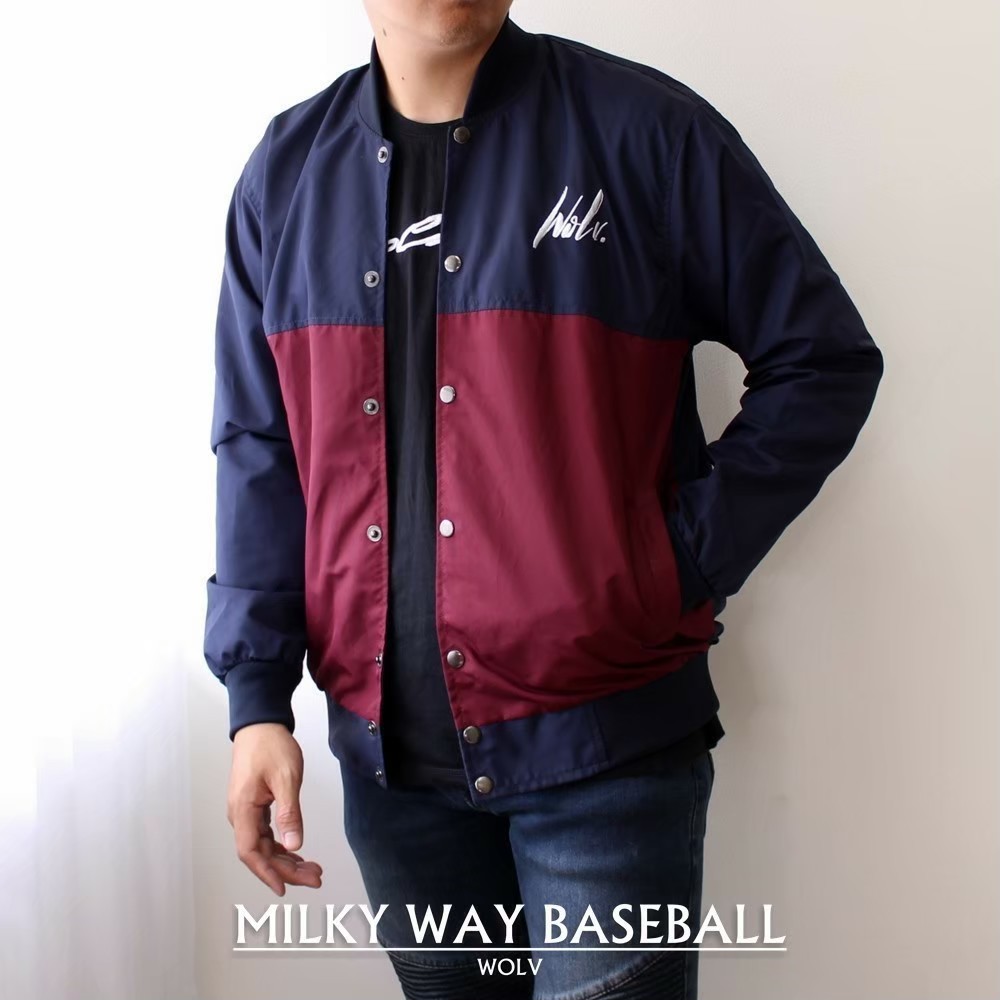 JAKET PRIA BASEBALL MILKY M-XL PRIA DRILL