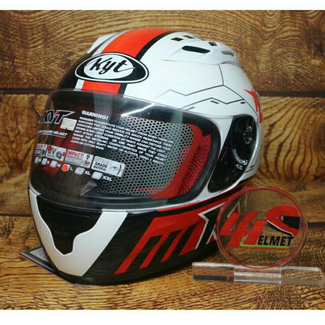 KYT RC7 SERI 11 WHITE BLACK RED Helm Full Face, Helm Harian, Helm Riding Helm Touring