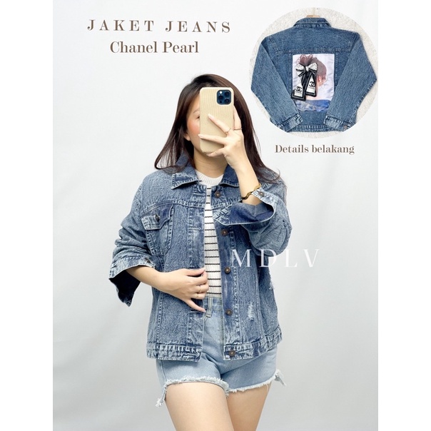 MDLV ~ Jaket Jeans Chanel Pearl Jeans Premium Jaket Jeans Import Good Quality Women Jeans Jaket Fashion Import