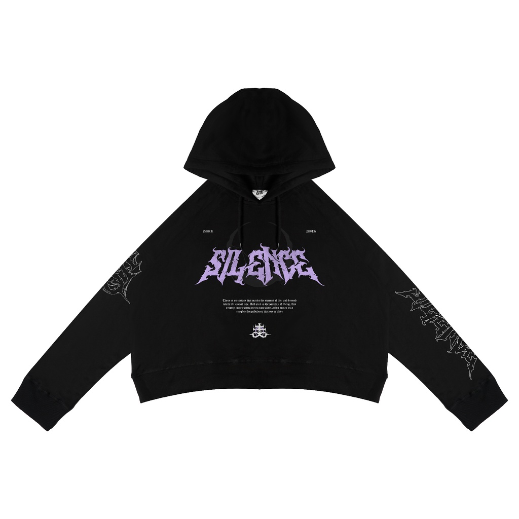 GRDT Silence Hoodie Oversize Crop Top Black
