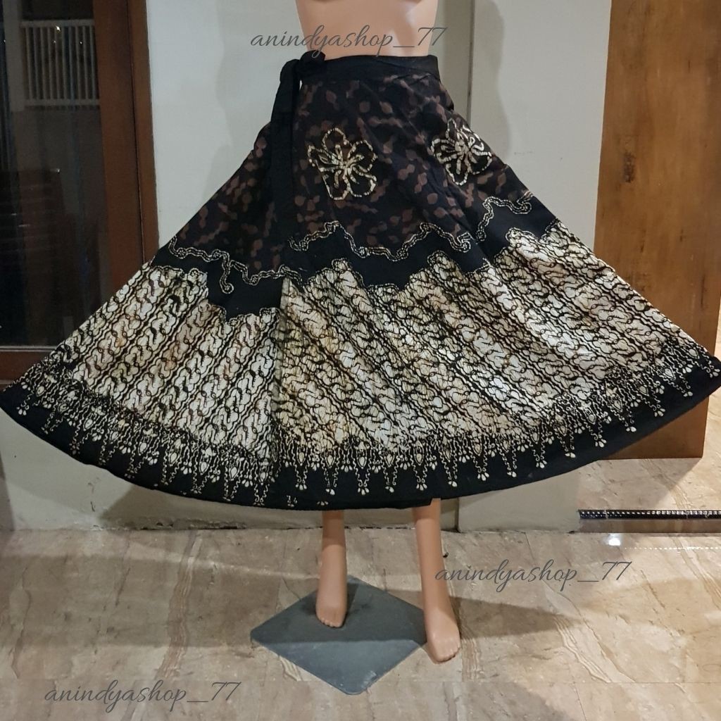 ROK BATIK LILIT CAP POLOS KLOK LEBAR