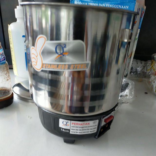 Q2 13cm Teko Listrik Pemanas Air Mug Panci Stainless Steel Electric Heating Cup 190w By Ahim Shop