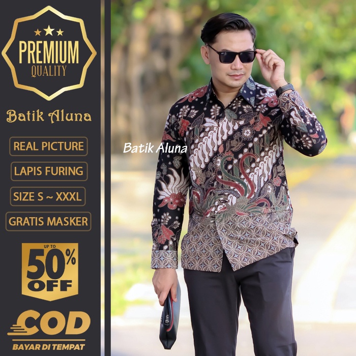 BATIK PRIA LENGAN PANJANG MEWAH PREMIUM ALUNA PRABUSENO SHANGHAI KERIS KEMEJA BATIK ACARA NIKAHAN KE