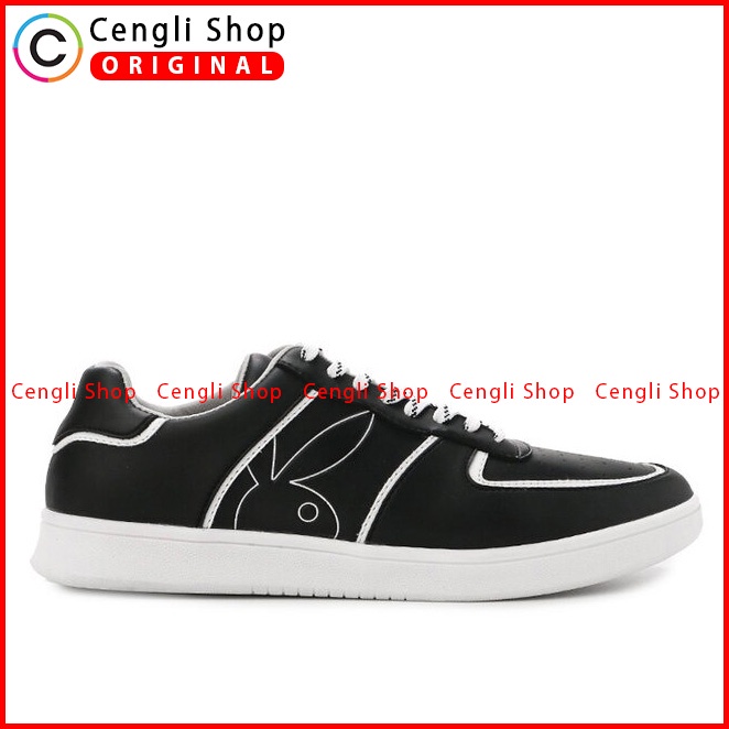 SEPATU SNEAKER PLAYBOY PRIA ORIGINAL CASUAL KETS BRANDED HITAM PL75