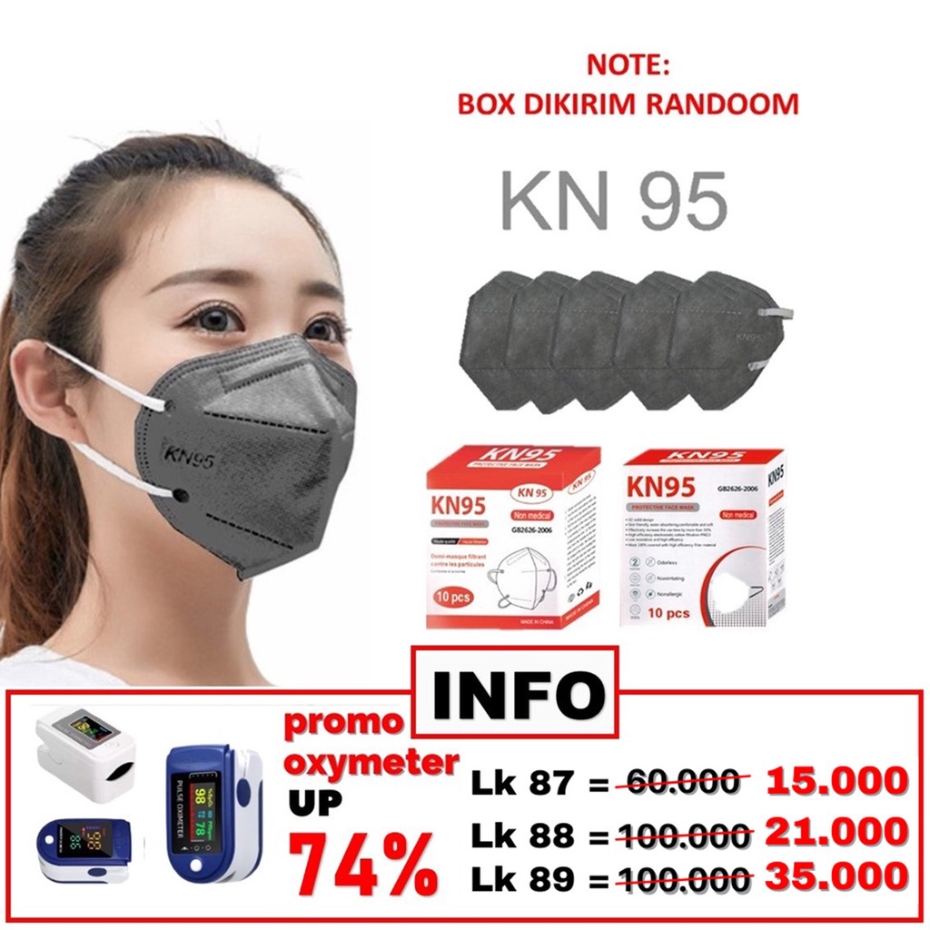 HC Masker KN95 Isi 10Pcs Earloop Protective Mask 10 Pcs Masker Kesehatan Mask Korea Kemasan Box-HC5209 ABU 10
