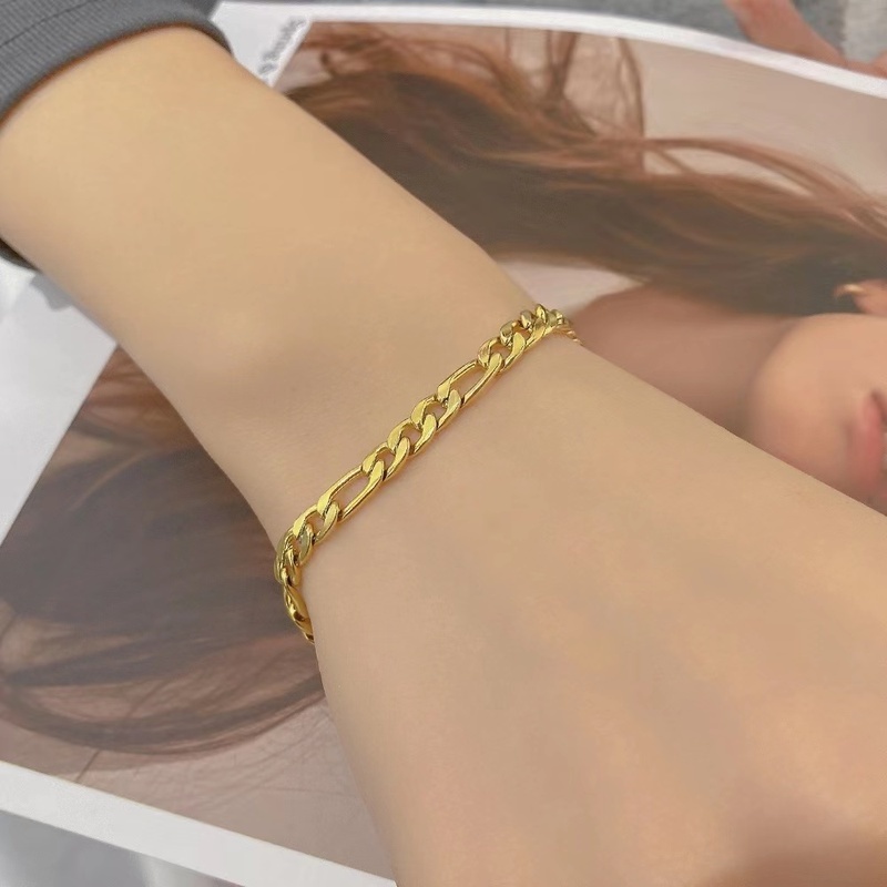 Rantai Baja Titanium Unik Trendi Rantai Tebal Anti Karat Sederhana All-Match Kalung/Gelang/Gelang Kaki