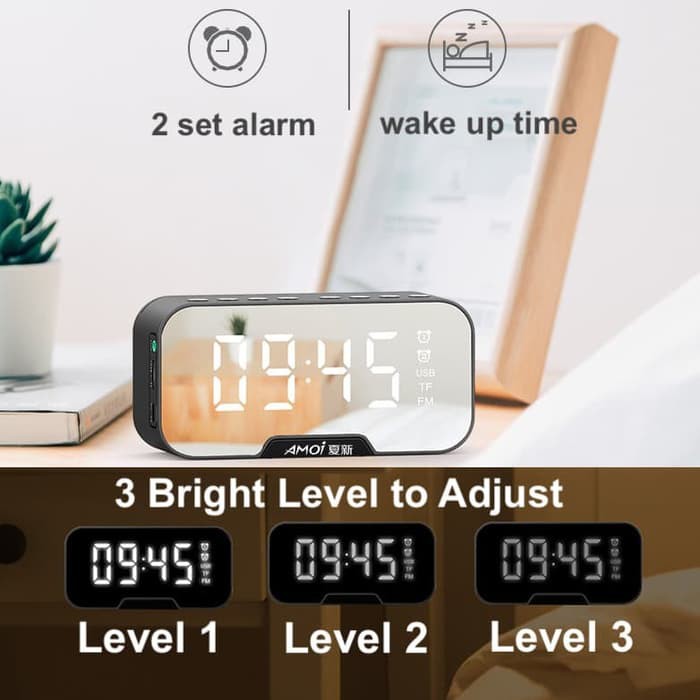 AMoi Bluetooth Speaker Wireless Portable Mini Digital Alarm Clock FM