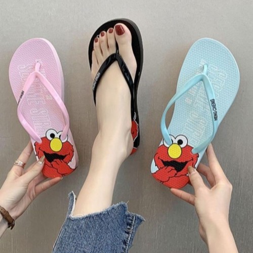 SENDAL JEPIT WANITA MOTIF ELMO SESAME STREET  SENDAL JEPIT SLOP BISA COD BISA GROSIR