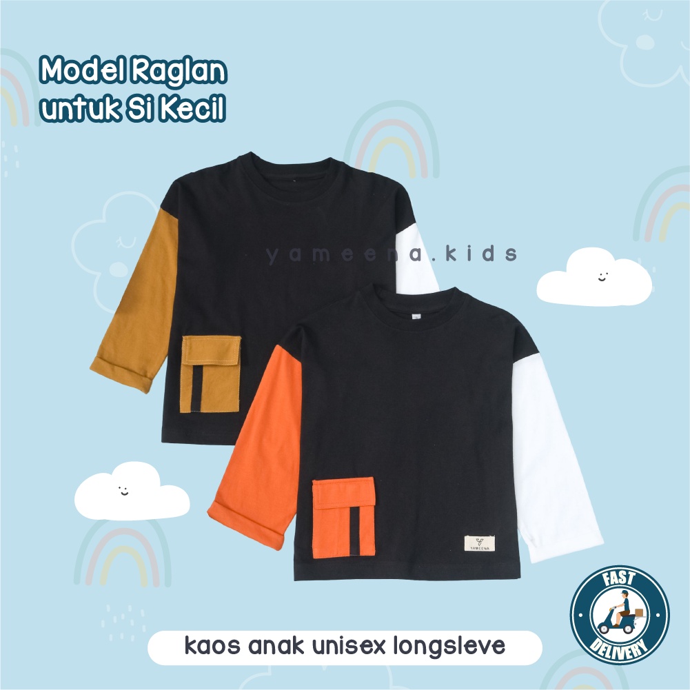 Yameena Kids T Shirt Pakaian Baju Kaos Anak Laki Laki Dan Perempuan Unisex Longsleve Bahan Cotton Combed Premium By Yameenakids