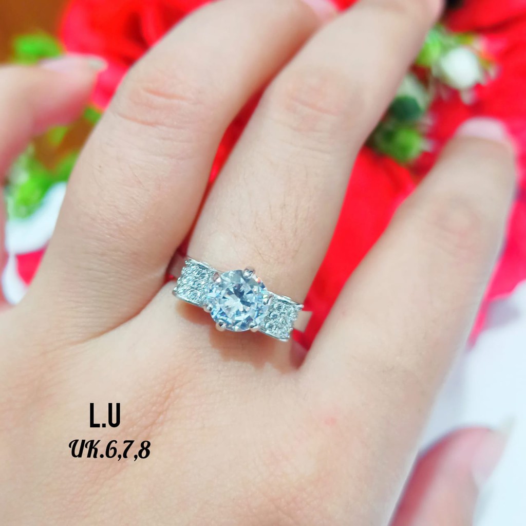 TITANIUM cincin wanita permata zircon pita elegan perhiasan Korea