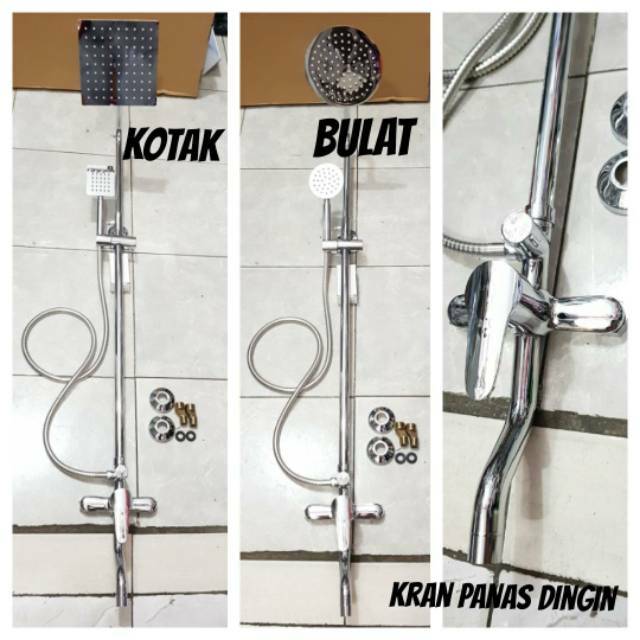 shower tiang set coulomn VICENZZO stainless + kran panas dingin